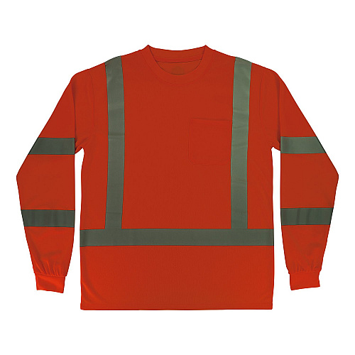 ergodyne GloWear 8368 Class 3 Essential Hi-Vis Long Sleeve T-Shirt, X-Large, Orange (22065)