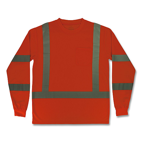 ergodyne GloWear 8368 Class 3 Essential Hi-Vis Long Sleeve T-Shirt, 4X-Large, Orange (22068)