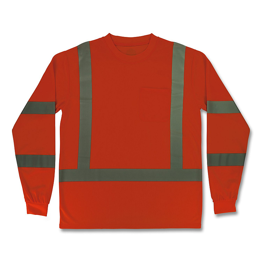 ergodyne GloWear 8368 Class 3 Essential Hi-Vis Long Sleeve T-Shirt, 4X-Large, Orange (22068)