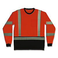ergodyne GloWear 8369BK Class 3 Essential Hi-Vis Long Sleeve T-Shirt with Black Bottom, 5X-Large, Orange (22229)