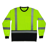 ergodyne GloWear 8369BK Class 3 Essential Hi-Vis Long Sleeve T-Shirt with Black Bottom, Medium, Lime (22203)