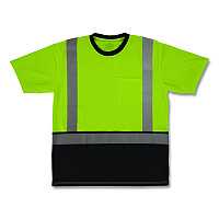 ergodyne GloWear 8286BK Class 2 Essential Hi-Vis T-Shirt with Black Bottom, Small, Lime (22162)