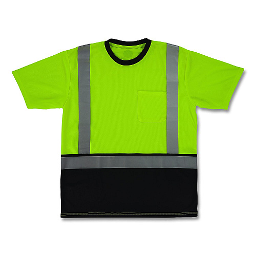 ergodyne GloWear 8286BK Class 2 Essential Hi-Vis T-Shirt with Black Bottom, Small, Lime (22162)