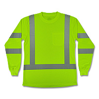 ergodyne GloWear 8374 Class 3 Women's Essential Hi-Vis Long Sleeve T-Shirt, X-Large, Lime (22095)