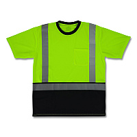 ergodyne GloWear 8286BK Class 2 Essential Hi-Vis T-Shirt with Black Bottom, 2X-Large, Lime (22166)
