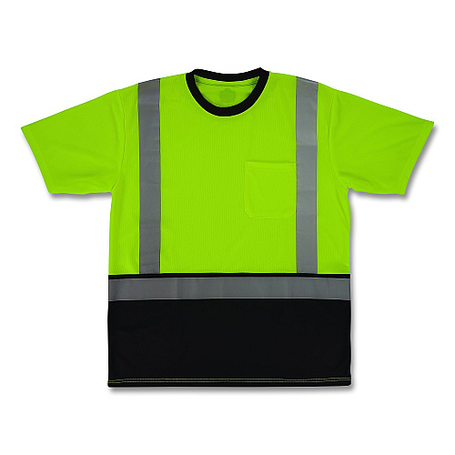 ergodyne GloWear 8286BK Class 2 Essential Hi-Vis T-Shirt with Black Bottom, 2X-Large, Lime (22166)