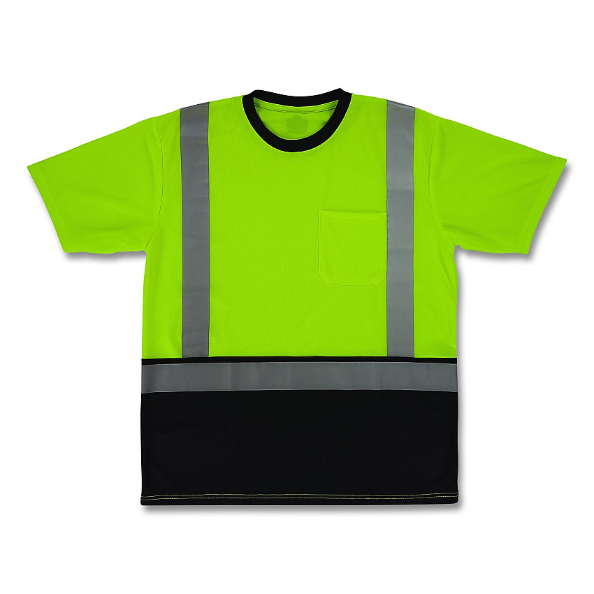 ergodyne GloWear 8286BK Class 2 Essential Hi-Vis T-Shirt with Black Bottom, 2X-Large, Lime (22166)