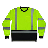 ergodyne GloWear 8369BK Class 3 Essential Hi-Vis Long Sleeve T-Shirt with Black Bottom, 5X-Large, Lime (22209)