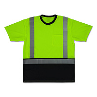 ergodyne GloWear 8286BK Class 2 Essential Hi-Vis T-Shirt with Black Bottom, 5X-Large, Lime (22169)