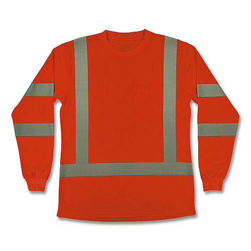 ergodyne GloWear 8374 Class 3 Women's Essential Hi-Vis Long Sleeve T-Shirt, Medium, Orange (22153)