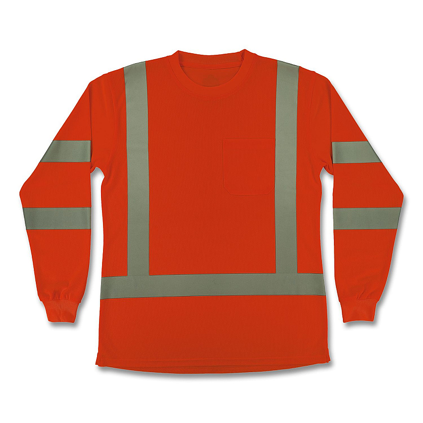 ergodyne GloWear 8374 Class 3 Women's Essential Hi-Vis Long Sleeve T-Shirt, Medium, Orange (22153)
