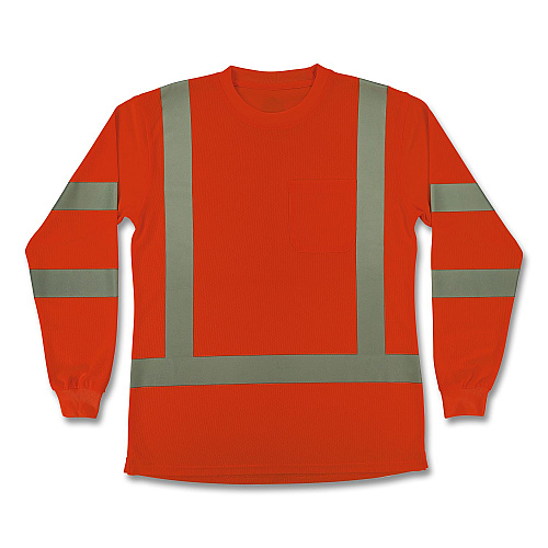 ergodyne GloWear 8374 Class 3 Women's Essential Hi-Vis Long Sleeve T-Shirt, Large, Orange (22154)
