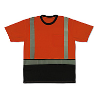 ergodyne GloWear 8286BK Class 2 Essential Hi-Vis T-Shirt with Black Bottom, Small, Orange (22192)