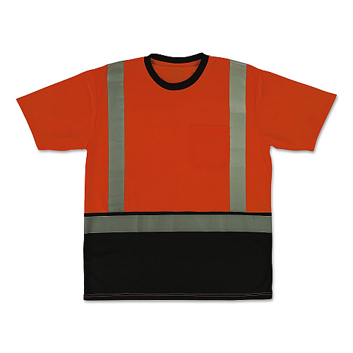 ergodyne GloWear 8286BK Class 2 Essential Hi-Vis T-Shirt with Black Bottom, 2X-Large, Orange (22196)
