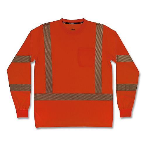 ergodyne GloWear 8370 Class 3 Performance Hi-Vis Long Sleeve T-Shirt, 5X-Large, Orange (22269)