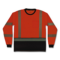 ergodyne GloWear 8371BK Class 3 Performance Hi-Vis Long Sleeve T-Shirt with Black Bottom, 5X-Large, Orange (22309)