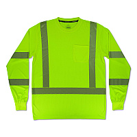 ergodyne GloWear 8370 Class 3 Performance Hi-Vis Long Sleeve T-Shirt, Small, Lime (22252)