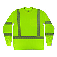 ergodyne GloWear 8370 Class 3 Performance Hi-Vis Long Sleeve T-Shirt, Large, Lime (22254)