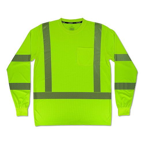 ergodyne GloWear 8370 Class 3 Performance Hi-Vis Long Sleeve T-Shirt, X-Large, Lime (22255)