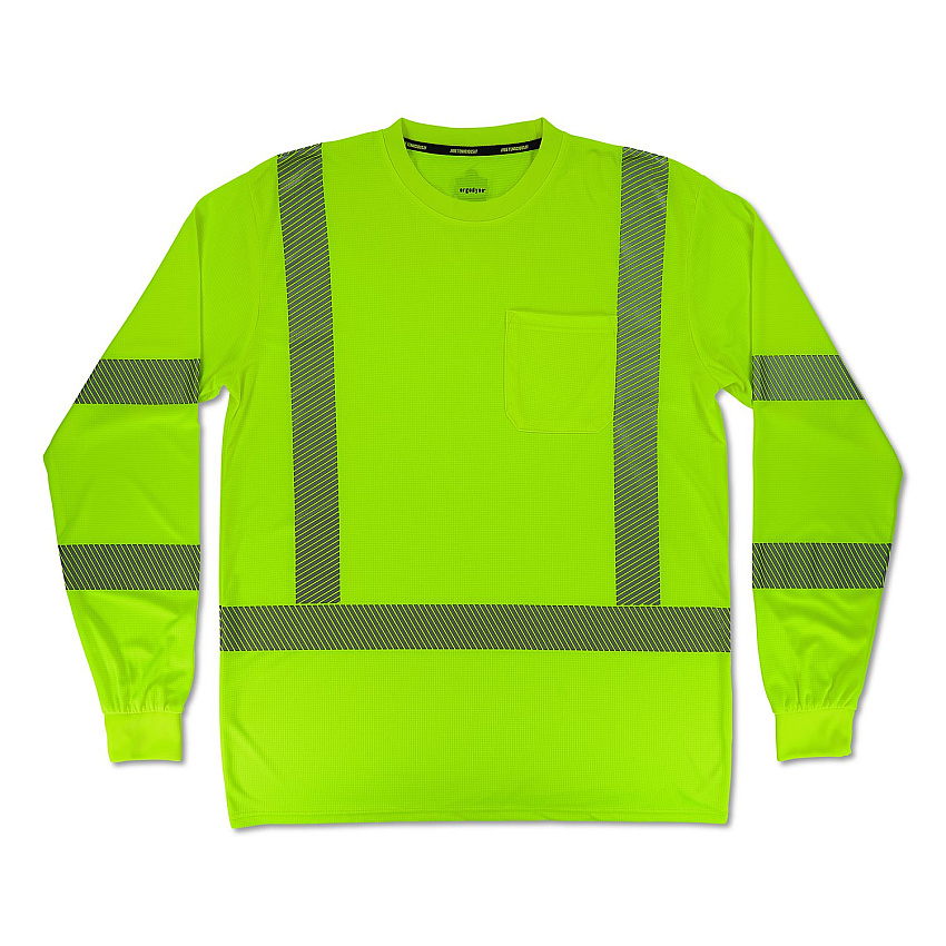 ergodyne GloWear 8370 Class 3 Performance Hi-Vis Long Sleeve T-Shirt, 4X-Large, Lime (22258)