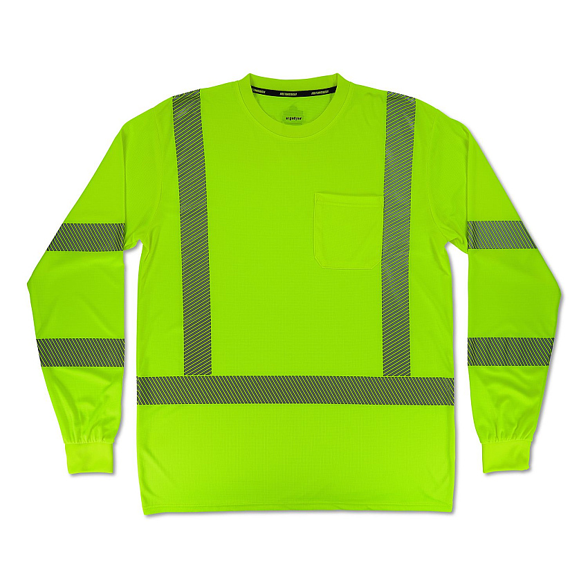 ergodyne GloWear 8370 Class 3 Performance Hi-Vis Long Sleeve T-Shirt, 5X-Large, Lime (22259)