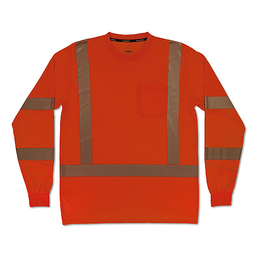 ergodyne GloWear 8370 Class 3 Performance Hi-Vis Long Sleeve T-Shirt, X-Small, Orange (22261)