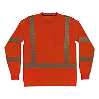 ergodyne GloWear 8370 Class 3 Performance Hi-Vis Long Sleeve T-Shirt, Small, Orange (22262)