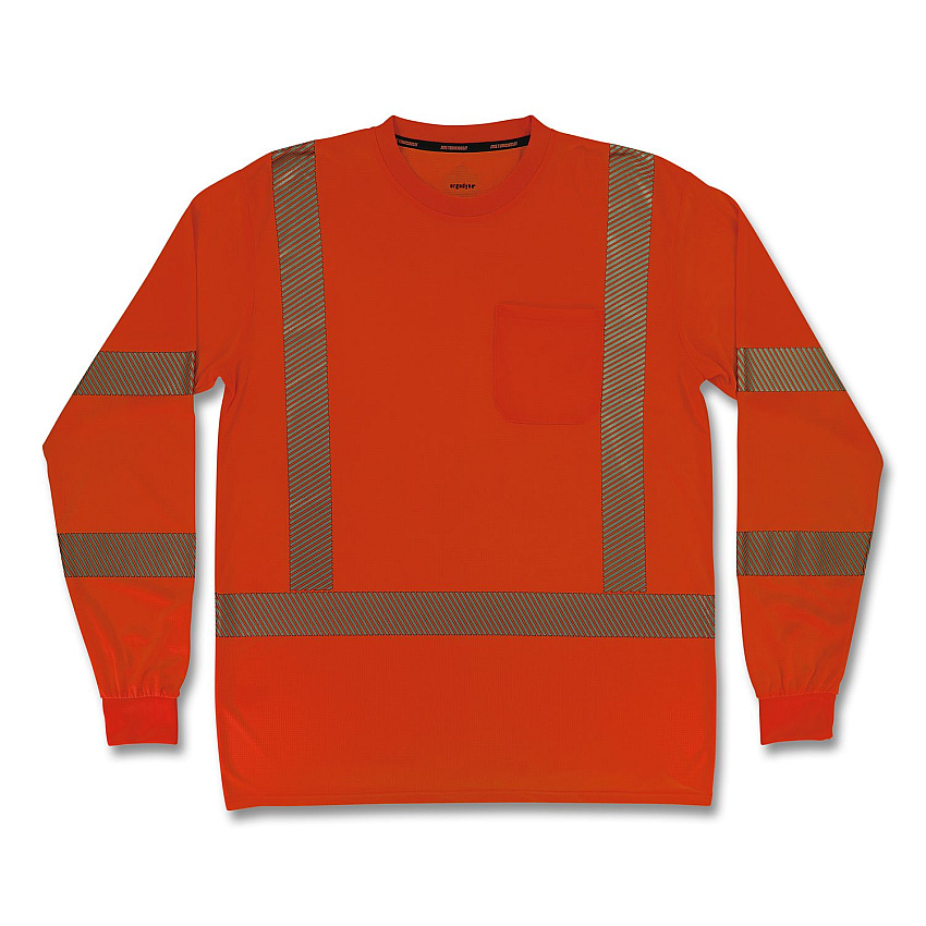 ergodyne GloWear 8370 Class 3 Performance Hi-Vis Long Sleeve T-Shirt, X-Large, Orange (22265)