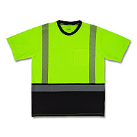 ergodyne GloWear 8294BK Class 2 Performance Hi-Vis T-Shirt with Black Bottom, 3X-Large, Lime (22277)