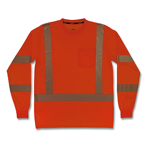 ergodyne GloWear 8370 Class 3 Performance Hi-Vis Long Sleeve T-Shirt, 4X-Large, Orange (22268)