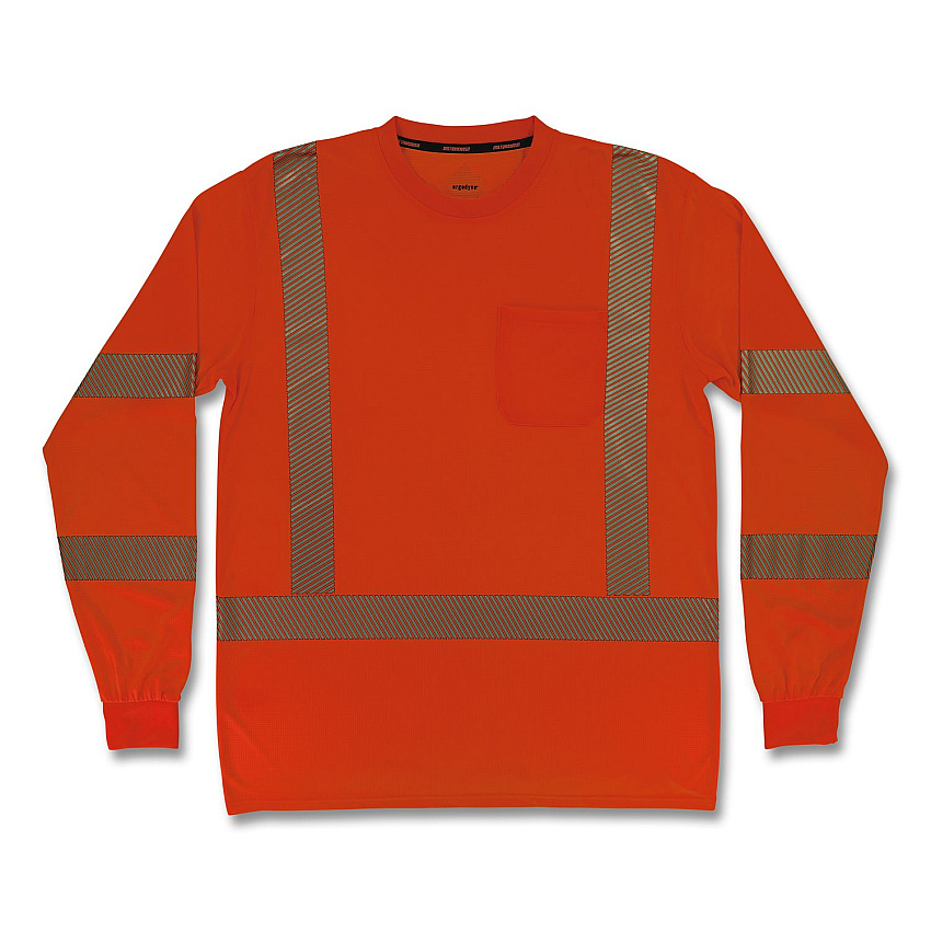 ergodyne GloWear 8370 Class 3 Performance Hi-Vis Long Sleeve T-Shirt, 4X-Large, Orange (22268)