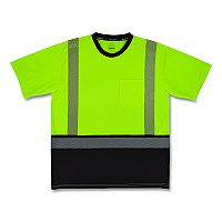 ergodyne GloWear 8294BK Class 2 Performance Hi-Vis T-Shirt with Black Bottom, 5X-Large, Lime (22279)