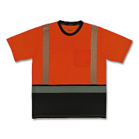 ergodyne GloWear 8294BK Class 2 Performance Hi-Vis T-Shirt with Black Bottom, Large, Orange (22284)