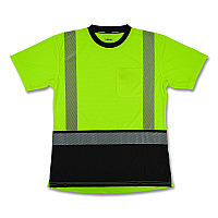 ergodyne GloWear 8276BK Class 2 Women's Performance Hi-Vis T-Shirt with Black Bottom, X-Small, Lime (22311)