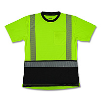ergodyne GloWear 8276BK Class 2 Women's Performance Hi-Vis T-Shirt with Black Bottom, Small, Lime (22312)