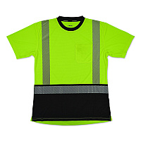 ergodyne GloWear 8276BK Class 2 Women's Performance Hi-Vis T-Shirt with Black Bottom, Large, Lime (22314)