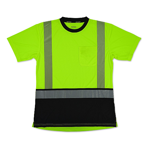 ergodyne GloWear 8276BK Class 2 Women's Performance Hi-Vis T-Shirt with Black Bottom, Large, Lime (22314)