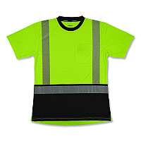 ergodyne GloWear 8276BK Class 2 Women's Performance Hi-Vis T-Shirt with Black Bottom, X-Large, Lime (22315)