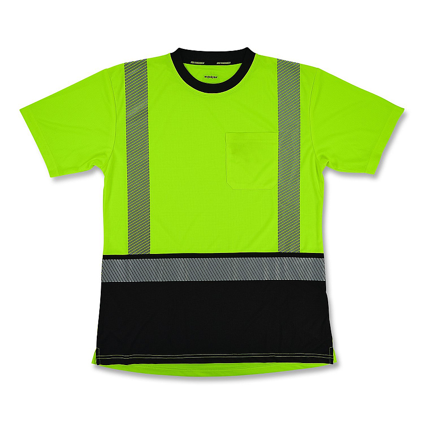 ergodyne GloWear 8276BK Class 2 Women's Performance Hi-Vis T-Shirt with Black Bottom, X-Large, Lime (22315)