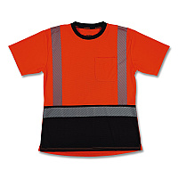 ergodyne GloWear 8276BK Class 2 Women's Performance Hi-Vis T-Shirt with Black Bottom, X-Small, Orange (22321)