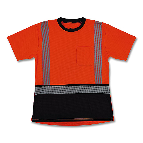 ergodyne GloWear 8276BK Class 2 Women's Performance Hi-Vis T-Shirt with Black Bottom, X-Small, Orange (22321)