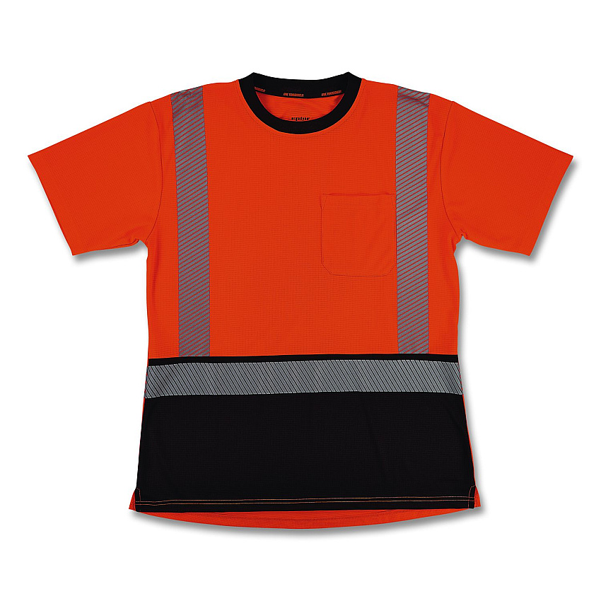ergodyne GloWear 8276BK Class 2 Women's Performance Hi-Vis T-Shirt with Black Bottom, X-Small, Orange (22321)
