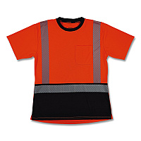 ergodyne GloWear 8276BK Class 2 Women's Performance Hi-Vis T-Shirt with Black Bottom, Small, Orange (22322)