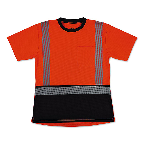 ergodyne GloWear 8276BK Class 2 Women's Performance Hi-Vis T-Shirt with Black Bottom, Medium, Orange (22323)