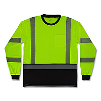 ergodyne GloWear 8371BK Class 3 Performance Hi-Vis Long Sleeve T-Shirt with Black Bottom, 3X-Large, Lime (22297)