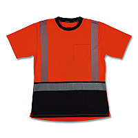 ergodyne GloWear 8276BK Class 2 Women's Performance Hi-Vis T-Shirt with Black Bottom, Large, Orange (22324)
