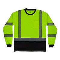 ergodyne GloWear 8371BK Class 3 Performance Hi-Vis Long Sleeve T-Shirt with Black Bottom, 5X-Large, Lime (22299)