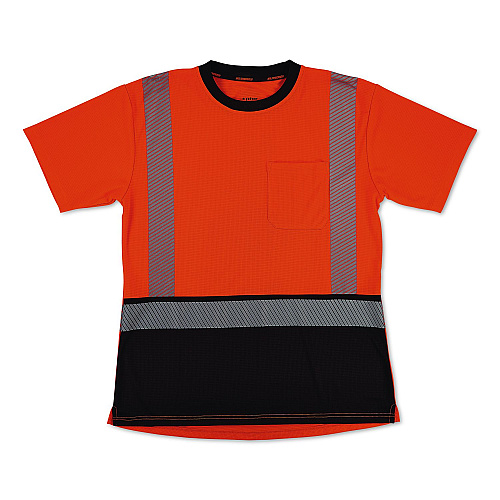 ergodyne GloWear 8276BK Class 2 Women's Performance Hi-Vis T-Shirt with Black Bottom, X-Large, Orange (22325)
