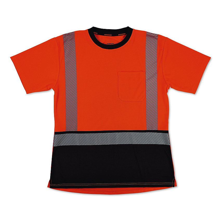 ergodyne GloWear 8276BK Class 2 Women's Performance Hi-Vis T-Shirt with Black Bottom, X-Large, Orange (22325)