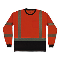 ergodyne GloWear 8371BK Class 3 Performance Hi-Vis Long Sleeve T-Shirt with Black Bottom, Medium, Orange (22303)